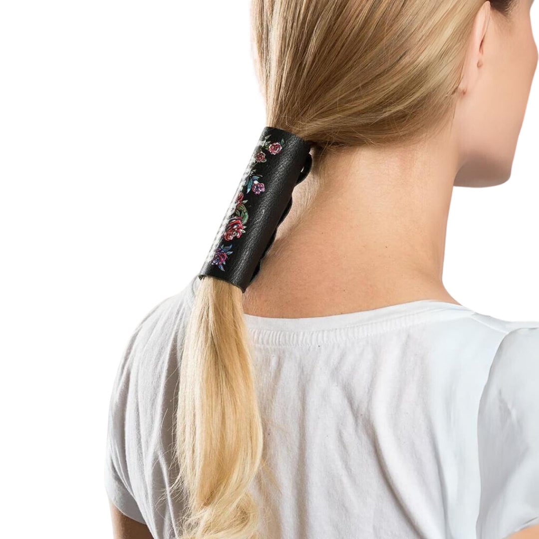 Lady Rider Roses 4” Hair Glove® | Biker Ponytail Hair Glove| No Slip ...