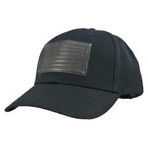 Hatt med amerikansk flagga i läder, svart lapp | Patriotisk hatt med rem baktill | Hatt med amerikansk flagga