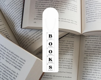 Periodiskt system "BOOKS" bokmärke – smart kemidesign på vit aluminium | Present till vetenskapsälskare och läsare