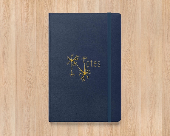 Neurons in Notes Hardcover Journal – Science-Themed Gold Design | Elegant Navy Notebook for Writers & Thinkers