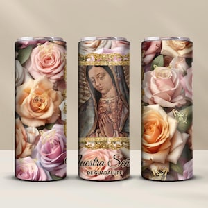 La Virgen Maria Guadalupe 20oz Skinny Tumbler Wrap | Nuestra Señora de Guadalupe PNG Sublimation Design