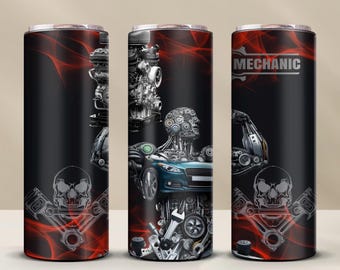 Mechanic 20oz Skinny Tumbler Wrap | Mechanic Tools PNG Sublimation Design