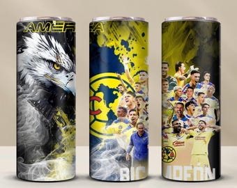 Club America 20oz Skinny Tumbler Wrap | America Soccer Team PNG Sublimation Design
