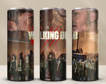 The Walking Dead Skinny Tumbler Wrap | Negan Rick Dixon PNG Sublimation Design