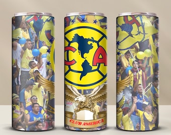 Club America 20oz Skinny Tumbler Wrap | America Soccer Team PNG Instant Download