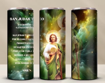 Envoltura para vaso de San Judas Tadeo de 20 oz / Diseño PNG de sublimación (descarga digital)