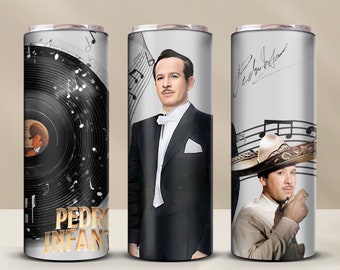 Pedro Infante 20oz Skinny Tumbler Wrap / Idolo Mexicano PNG Diseño de sublimación