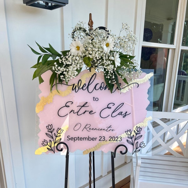 Acrylic Event Welcome Sign, Modern Decor, Clear, Painted, Custom, Elegant, Personalized