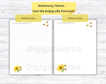 Can We Enjoy Life Forever? JW Letter Writing Template, Stationery, Bees and Flower, US Letter, Lined and Unlined, Digital Download, PDF