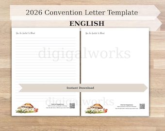 2026 JW Convention Letter Writing Stationery, Eternal Happiness, Digital Download, QR Code, Mushroom Template, Lined & Unlined, PDF English