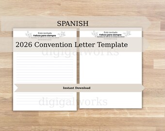 2026 JW Convention Letter Writing Stationery, Eternal Happiness, Digital Download, SPANISH, Black White Template, Lined & Unlined Paper, PDF