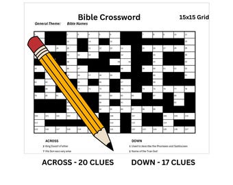 Bible Crossword Puzzle, NWT Study Edition, JW Fun Game, PDF, Test Your Knowledge, Bible Names, Digital Download, No Shipping, Read