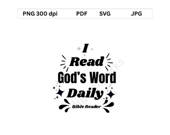 Bible Reading Clipart, Read God's Word, Digital Download, No Shipping, PNG, SVG, PDF, Jpg, Black and White, Christian