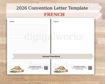 2026 JW Convention Letter Writing Stationery, Eternal Happiness, Digital Download, QR Code, Mushroom Template, Lined & Unlined, French PDF