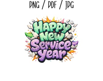 JW Happy New Service Year Clipart, PNG, JPG, Pdf File Formats, Digital Download, Nothing to Ship, Colorful Graphic