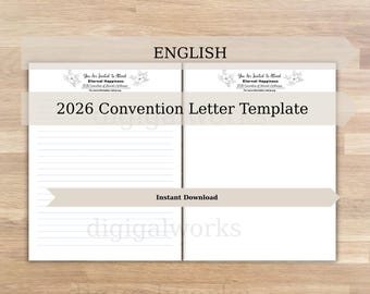 2026 JW Convention Letter Writing Stationery, Eternal Happiness, Digital Download, No Ship, Black White Template, Lined & Unlined Paper, PDF