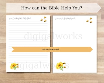 How Can the Bible Help You? JW Letter Writing Template, Stationery, Bees and Flower, US Letter, Lined and Unlined, Digital Download, PDF