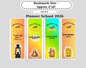 Bookmark Pioneer Service School 2026, Let Your Light Shine, Lamp Bees Images, Digital Download, No Shipping, JW Learning, PDF File