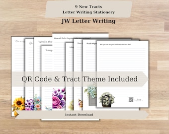 JW New Tracts, 9 Letter Writing Stationery, 3 pdf Files, US Letter, Graphics, Digital Download, Nothing to Ship, QR Code, Lined Paper Bundle