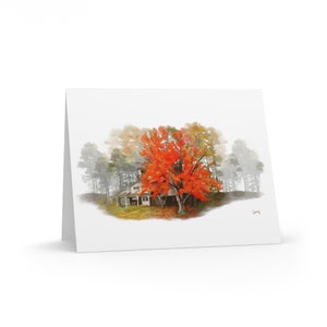 Papelería con diseño de árbol naranja vibrante