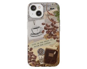 Coffee Collage Vintage Phone Case for iPhone Samsung Galaxy | Retro Aesthetic Scraps Scrapbook Case