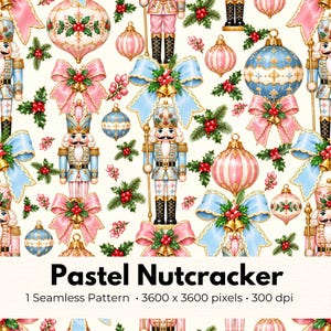 Motivo senza soluzione di continuità Schiaccianoci Pastello: Carta Digitale di Natale Pink Coquette