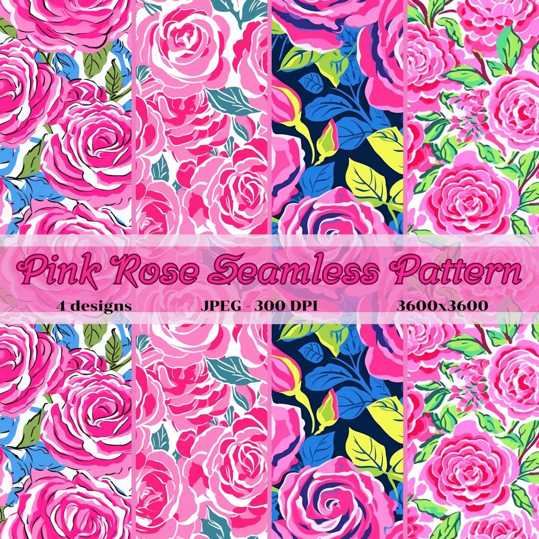 Seamless Pink Rose Pattern, Valentine, Digital Paper, Background ...