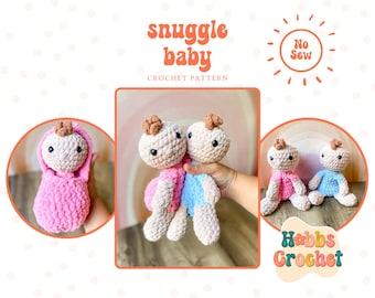 Snuggle Baby Crochet Pattern - Crochet Pattern, baby doll pattern, crochet baby doll pattern, crochet baby doll and swaddle pattern