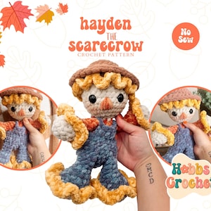 Padrão de crochê Hayden the Scarecrow - Padrão de crochê, padrão de espantalho, padrão de espantalho de crochê, adorável, padrão de espantalho de pelúcia