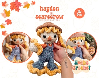 Hayden the Scarecrow Crochet Pattern - Crochet Pattern, scarecrow pattern, crochet scarecrow pattern, lovey, stuffed scarecrow pattern