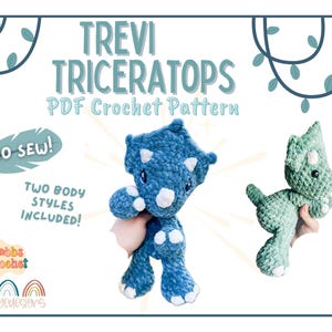 Trevi Triceratops-haakpatroon - haakpatroon, dinosauruspatroon, gehaakt triceratops-patroon, gehaakt lovey, patroon opgezette dino
