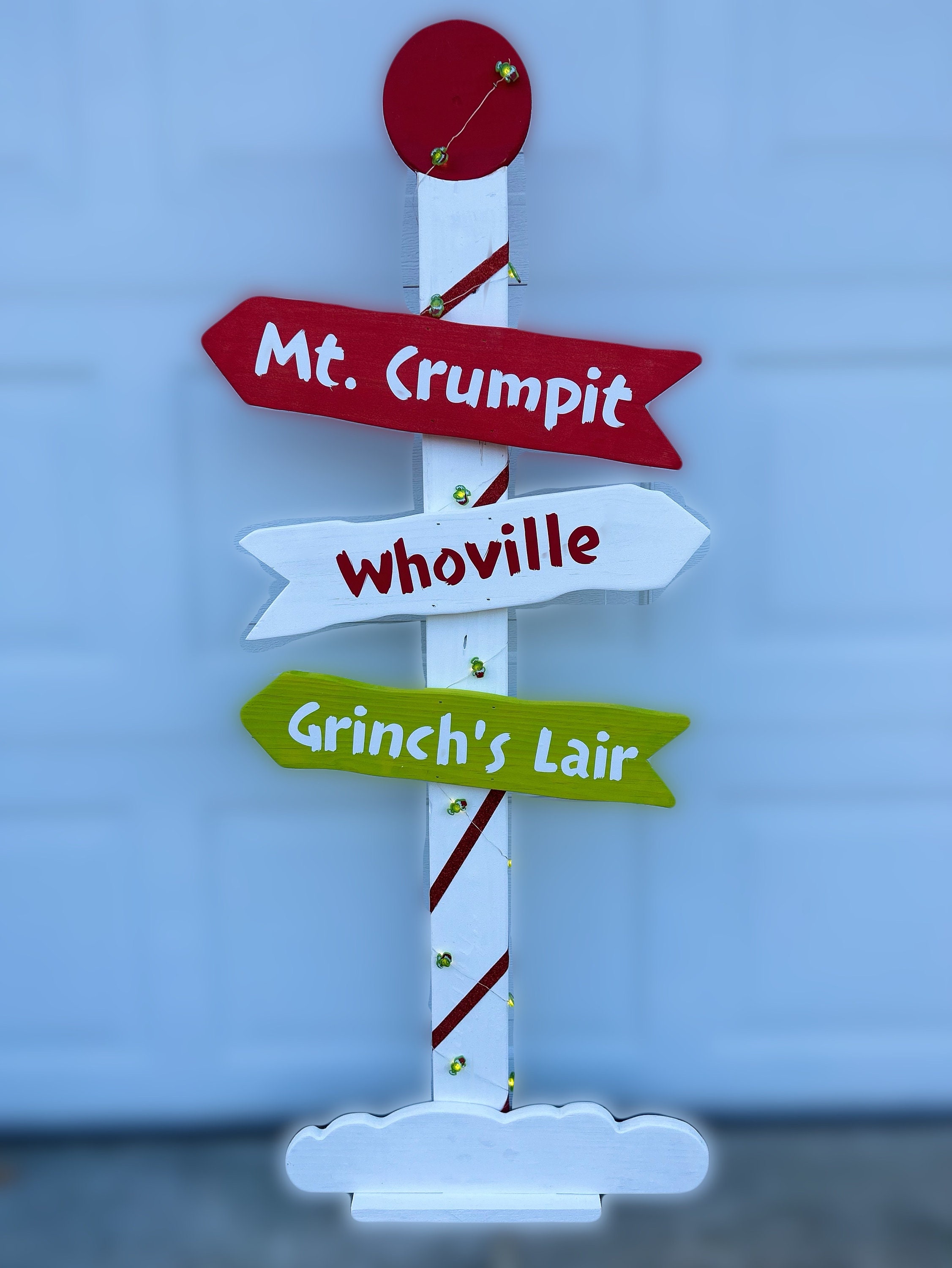 Lighted Grinch Sign Post 