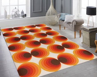 Tapis art moderne Mid-Century, tapis tourbillon rétro, tapis de salon de style scandinave, tapis groovy funky rétro des années 70, tapis groovy psychédélique