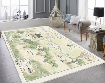 Winnie The Pooh Map Rug, 100 Acre Wood Map Rug, Hundred Acre Rug, Kids Custom Rug, Play Room Rugs, Ultra Soft Nursery Rug, Personalized Gift