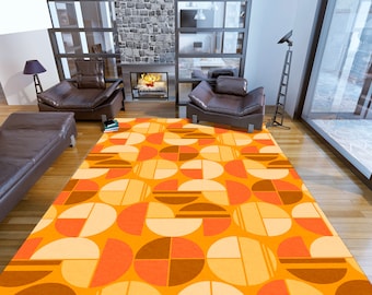 Retro Area Rug: Groovy 70s Geometric Design