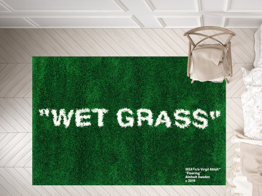 WET GRASS RUG, Green Grass Washable Personalized Area Rug, Gift for