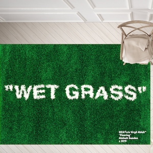 Wet Grass Green Area Rug: Washable Custom Carpet