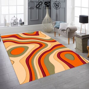 Psychedelic 70s Rug, Groovy Psychedelic, Retro Swirl Rug, Groovy Funky ...