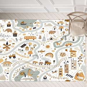 RUG, Playground Ultra Soft Nursery Baby Rug, Kids Custom  Animal Train Rug, Personalized Baby Room Decor, Car Colorful Washable Rug, Playmat