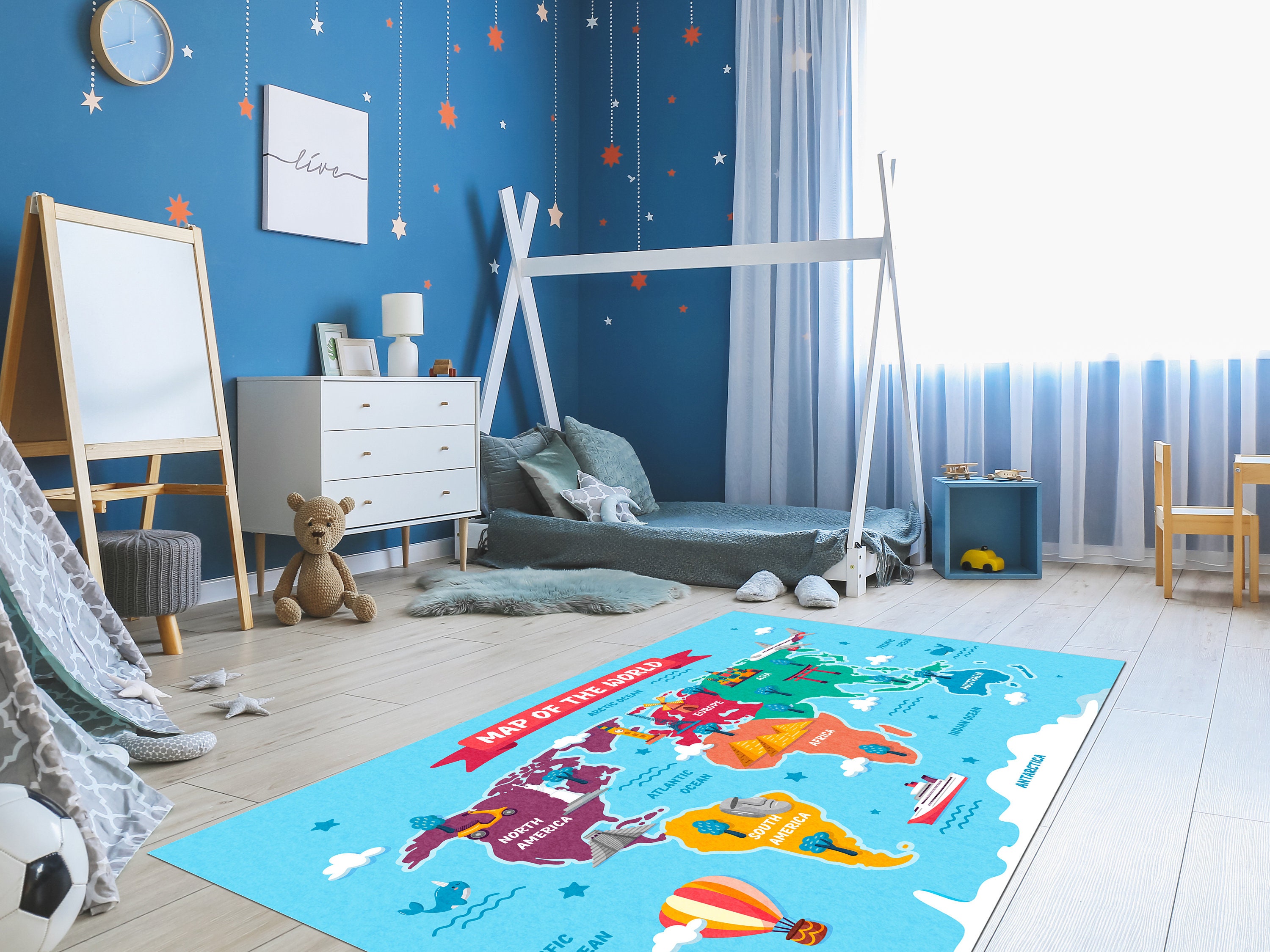 Kids World Map Rug Kids Room Map Rug Educational Play Rug - Etsy