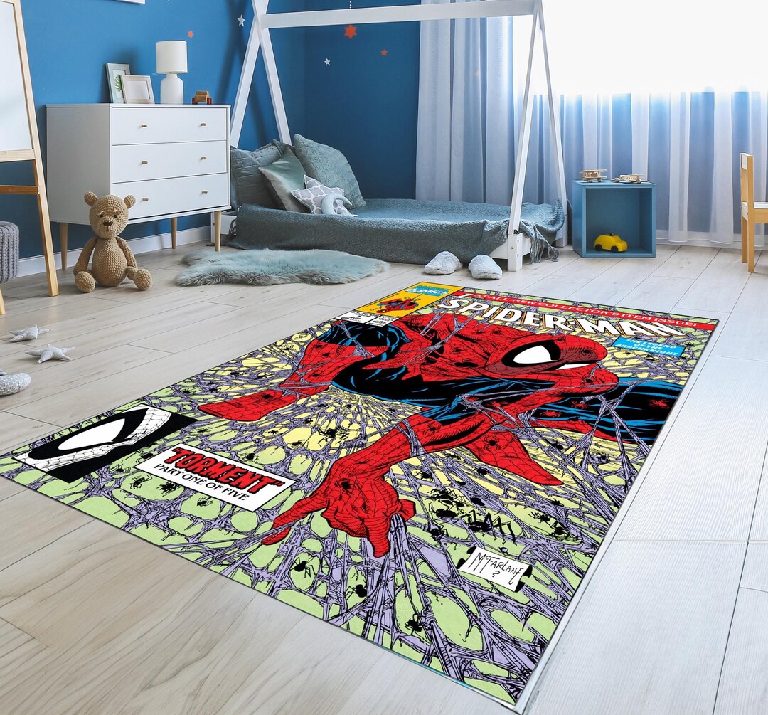 Spiderman Comic Rug: Superheroes Kids Room Decor - Etsy