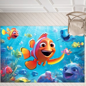 Kids Rug, Animal Rug, Kids Fish Rug, Playground Ultra Soft Nursery Baby Rug, Personalized Baby Room Decor, Colorful Washable Fish Modern Rug
