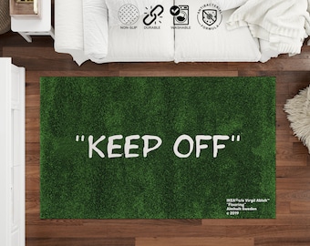 Keep Off klassisk matta - grön gräsmatta, modern rumsmatta, Keep Off, heminredningsmatta, moderna mattor, vardagsrumsmatta, 4x6 matta, personlig present