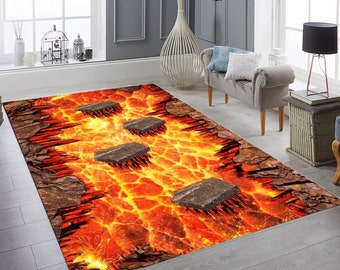 Hot Lava Area Rug, Non-slip Volcano Design, Machine Washable - Etsy