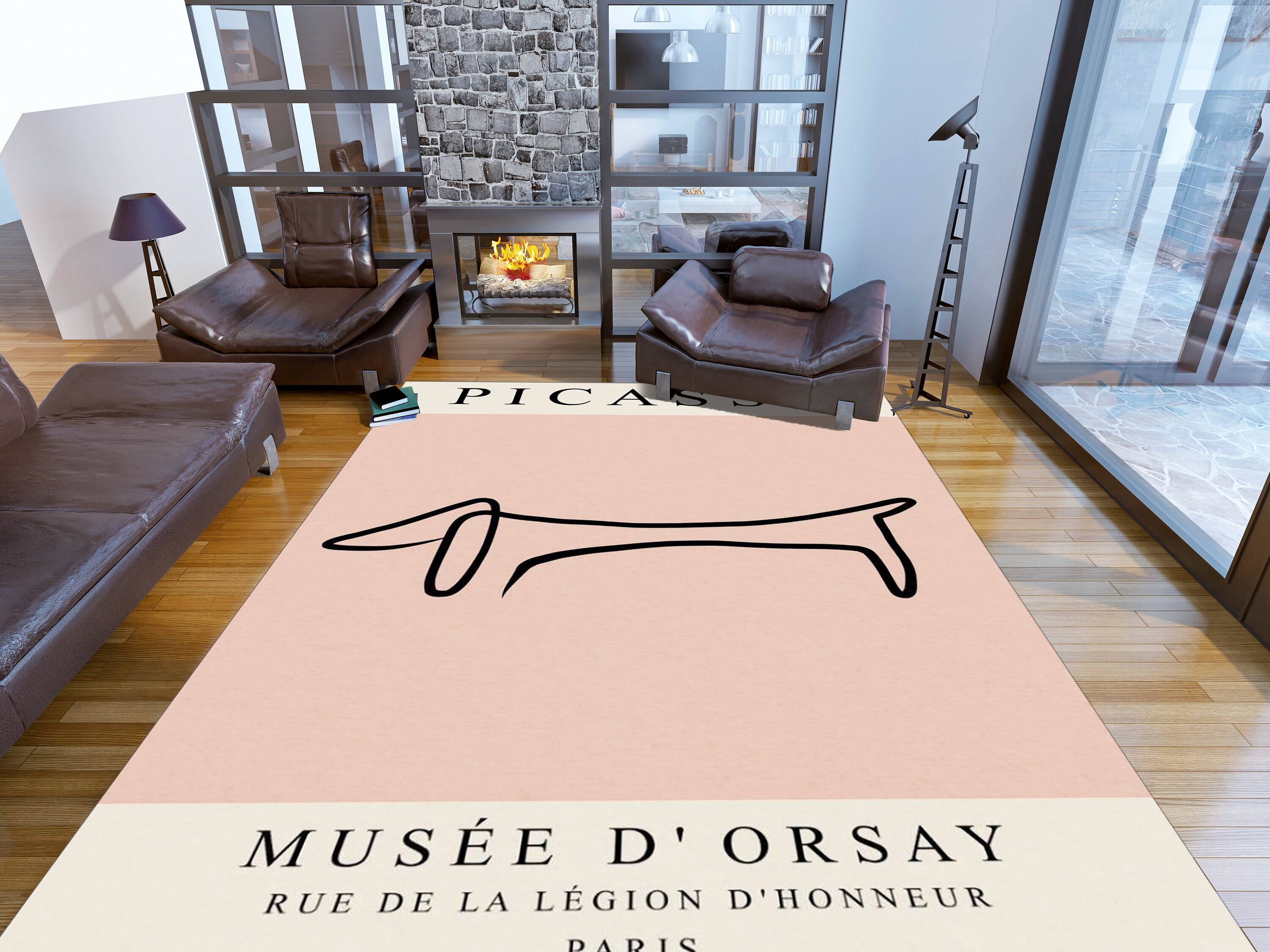 Picasso Art Rug, Picasso the Dachshund, Exhibition Vintage Line Art ...