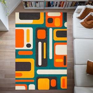 Retro Rug, Groovy Funky Rug, Retro Area Rug, 70s Brown Retro Rug ...