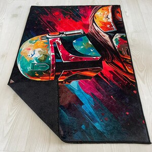 Star Wars Kids Room Rug: Colorful Helmet Graffiti, Non-Slip image 4