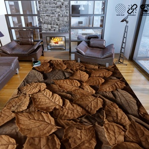 Leaf Rug, Leaves Area Rug,Botanical Rug,Area Rug,Living Room, Dining Bedroom Rugs, Boho Tropical Rug, Personalized Decor Rug For Living Room