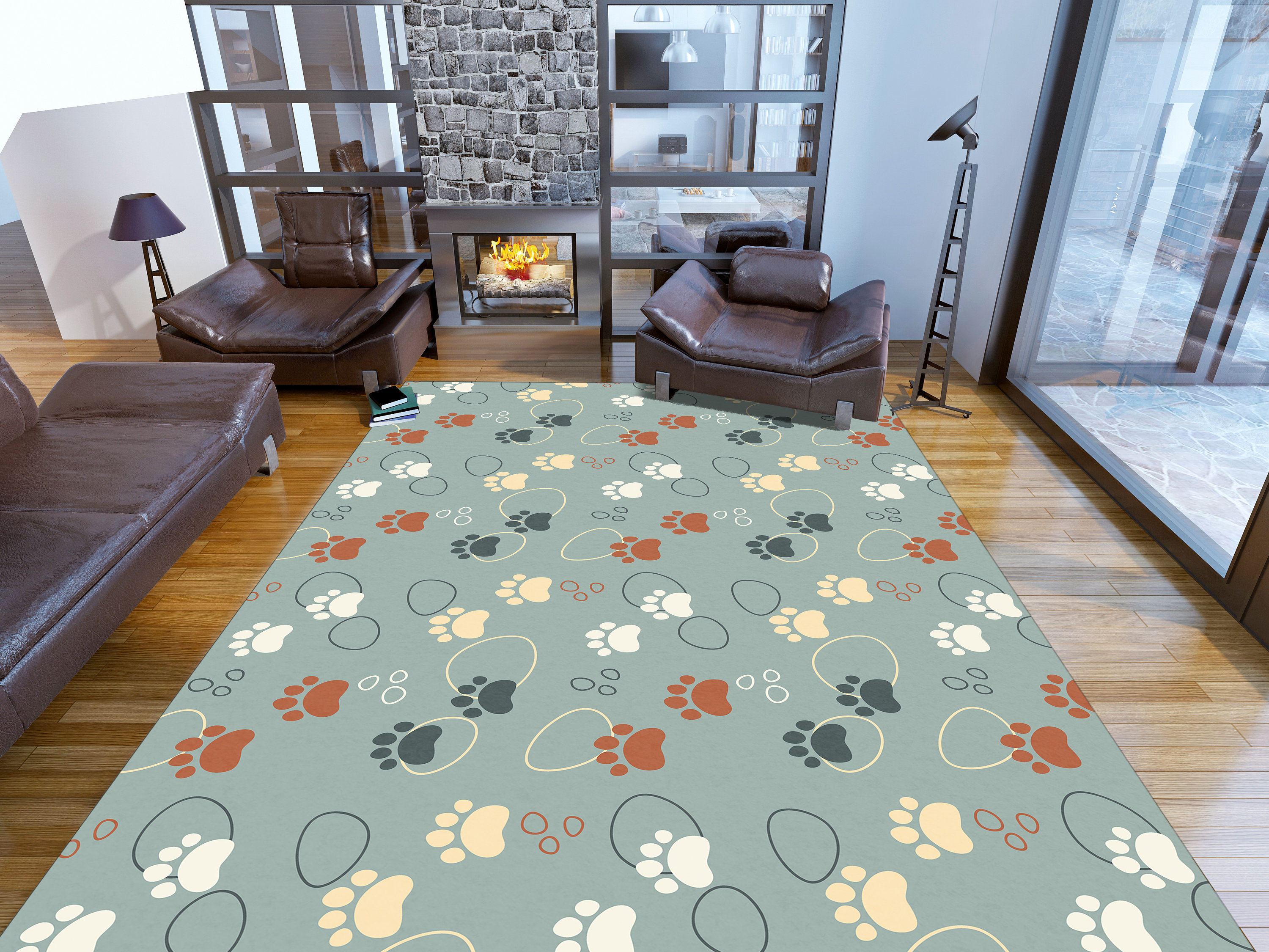 Pet Paw Print Rug: Kids Playmat, Dog Room Decor - Etsy
