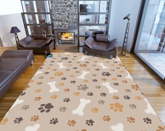 Pet Paw Print Rug: Kids Playroom Decor, Personalized Dog Bone Pattern